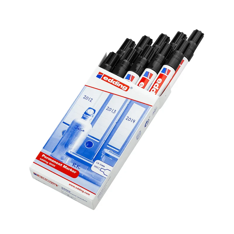 EDDING 3000 Permanentmarker - 10 Stück wasserfest nachfüllbar