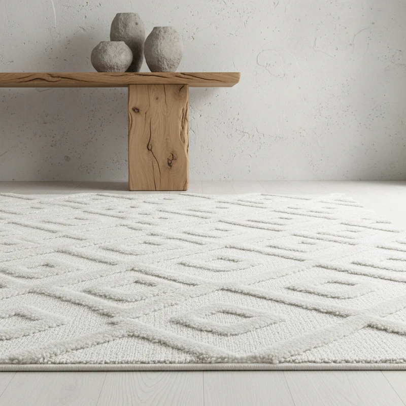 3D Hochflor-Teppich Labyrinth-Muster – Waschbar | Hoch-Tief-Effekt | 2,00 cm Florhöhe für Wohlfühlambiente