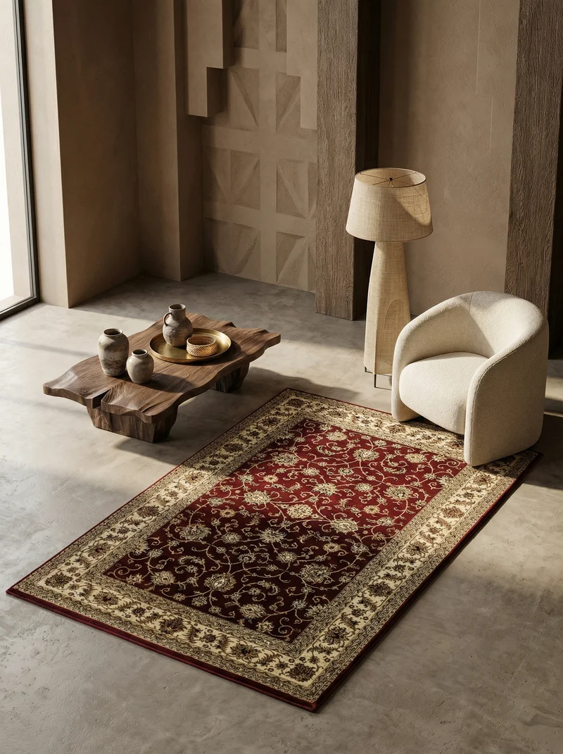 Kurzflor-Teppich Persisches Medaillon – Waschbar | Klassischer Orient | Heatset-Veredelung für Wolloptik