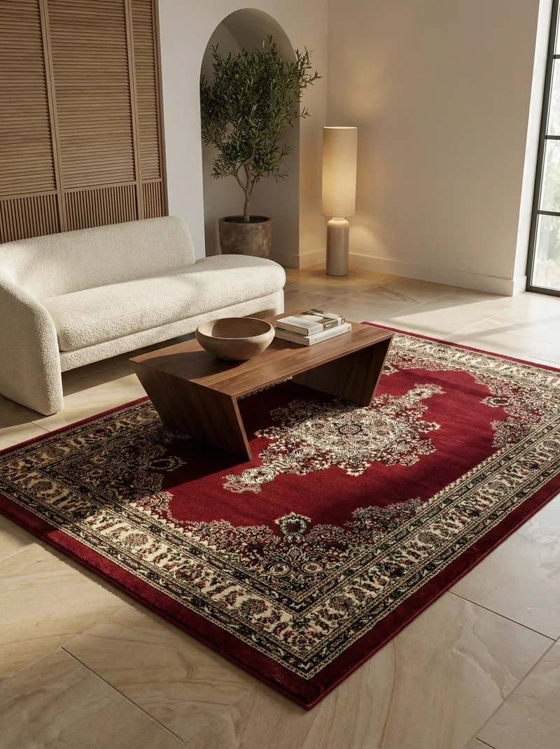 Kurzflor-Teppich Orient Medaillon – Waschbar & Strapazierfähig | 1,20 cm Florhöhe