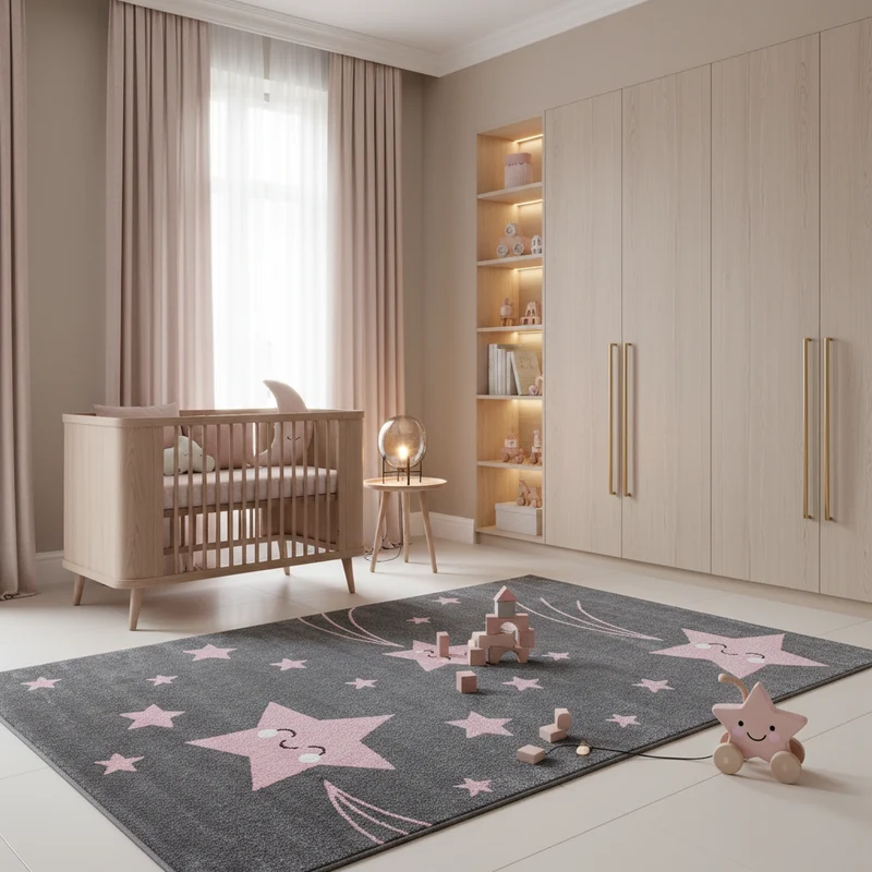 Kinderteppich Sterne – Waschbar & Strapazierfähig für Kinderzimmer