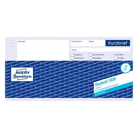 AVERY ZWECKFORM Formularbuch 1020 Kurzbrief