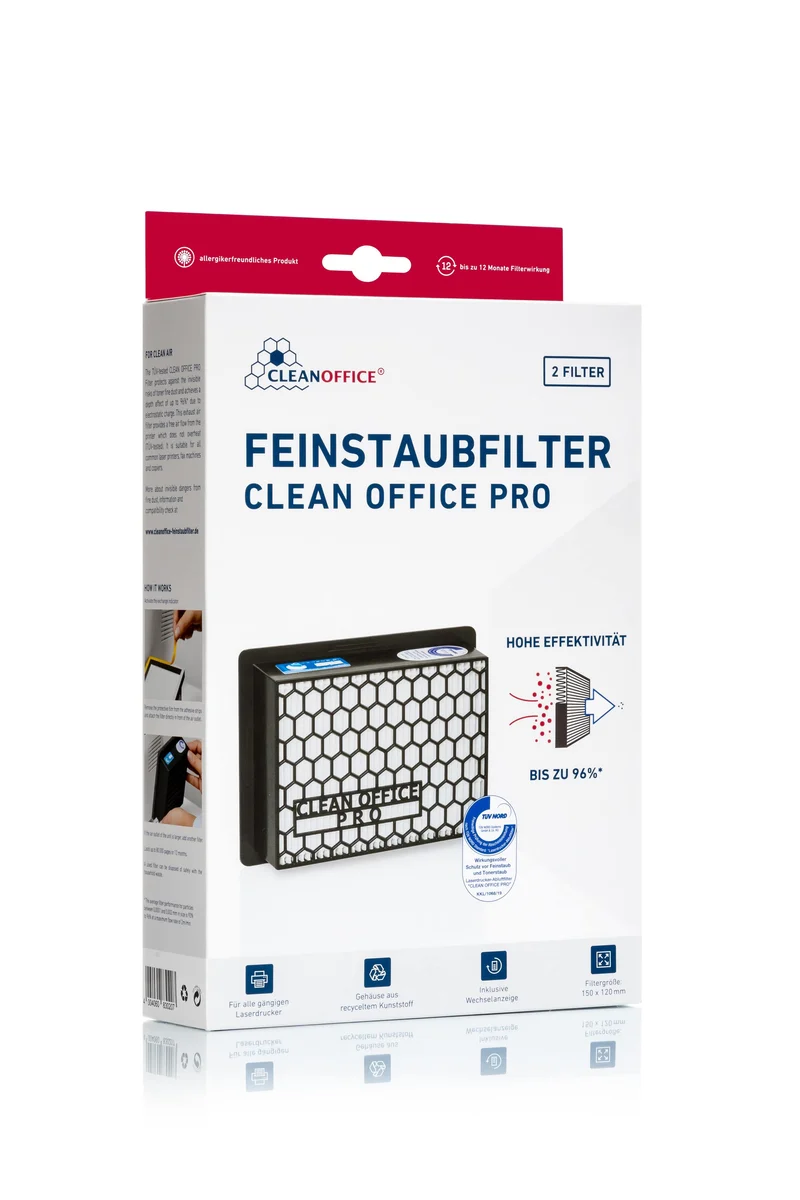 CLEAN OFFICE PRO Feinstaubfilter 150 x 120mm - 2 Stk für Kopierer & Laserdrucker