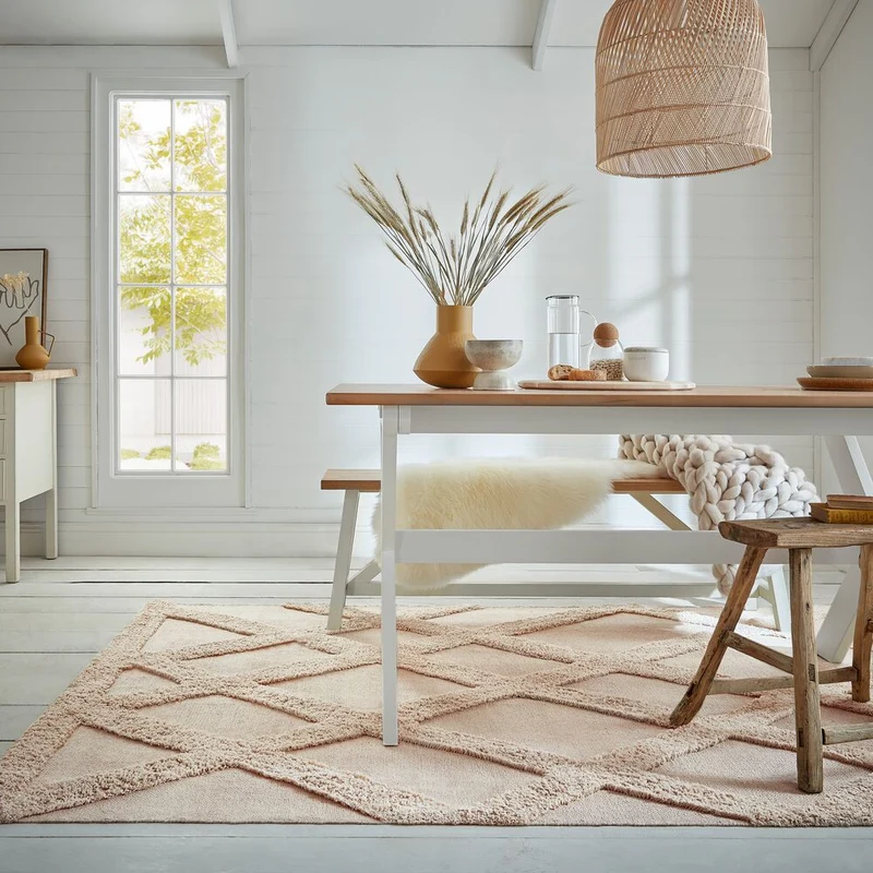 Kurzflor-Teppich Diamantrelief · 100 % Baumwolle · 10 mm