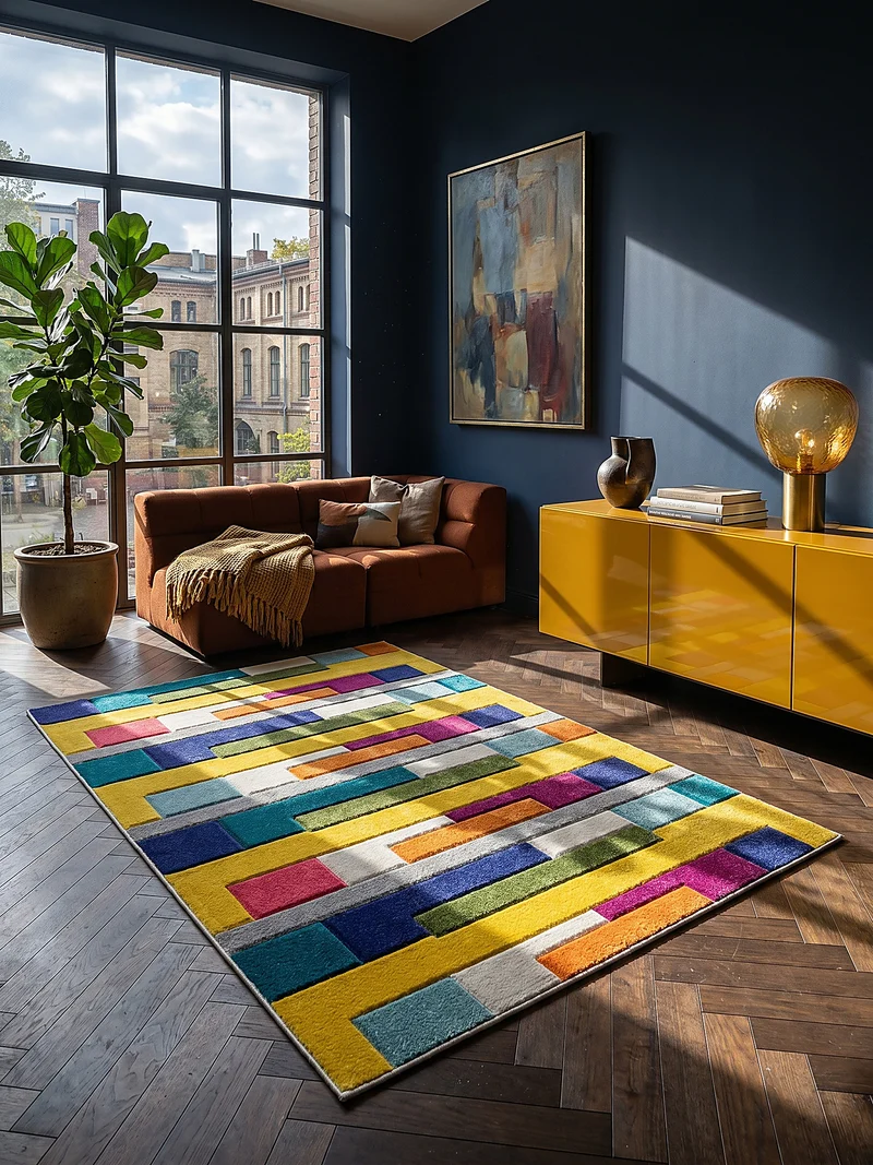 Teppich Abstrakt-Design, langlebig, mehrfarbig