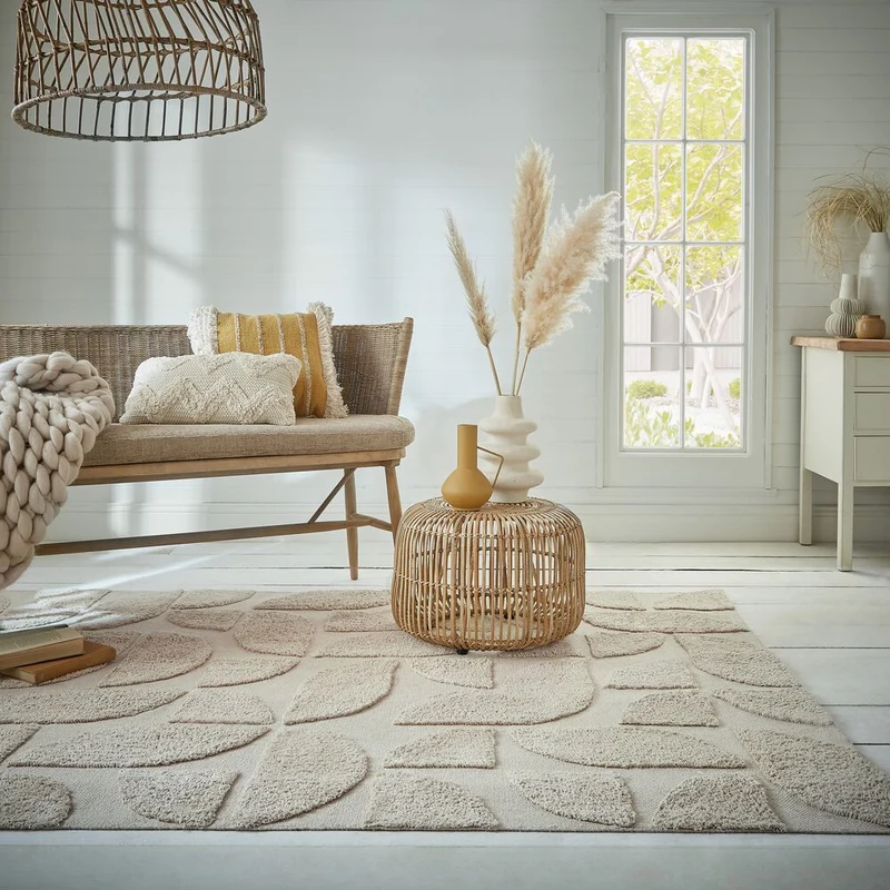 Kurzflor-Teppich Bogenrelief · 100 % Baumwolle · 10 mm