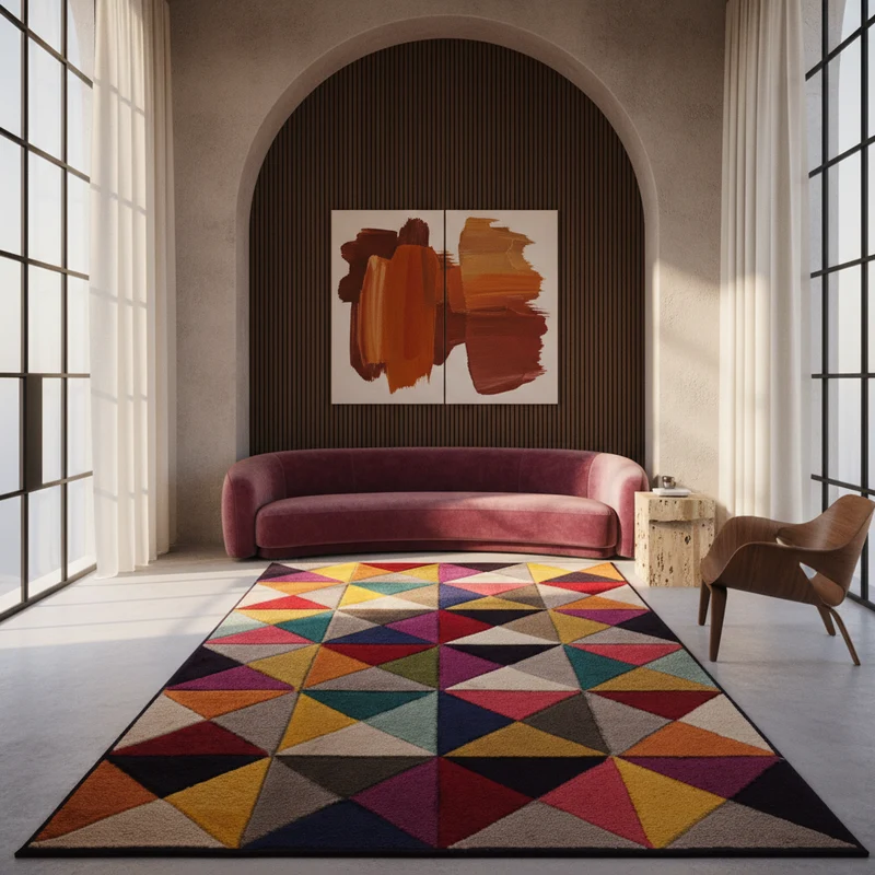 Designteppich Dreiecksmuster · 100 % Polypropylen · 11 mm Mittelflor