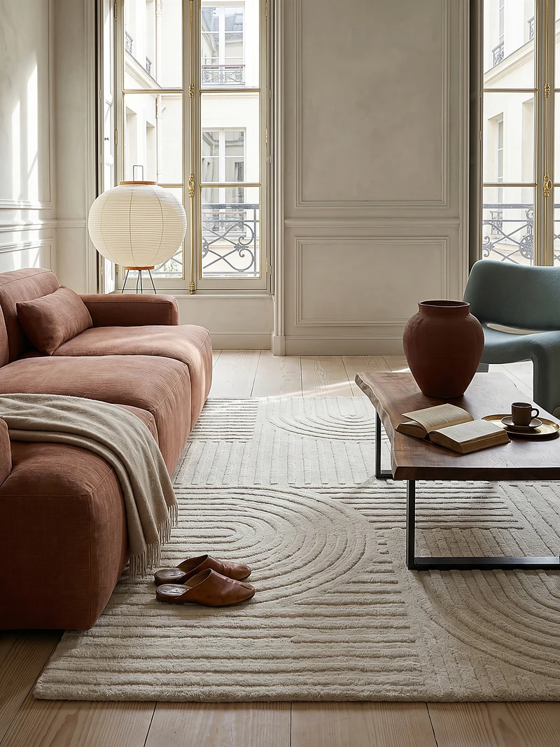Wollteppich Zen-Relief · 100 % Wolle · 14 mm Mittelflor