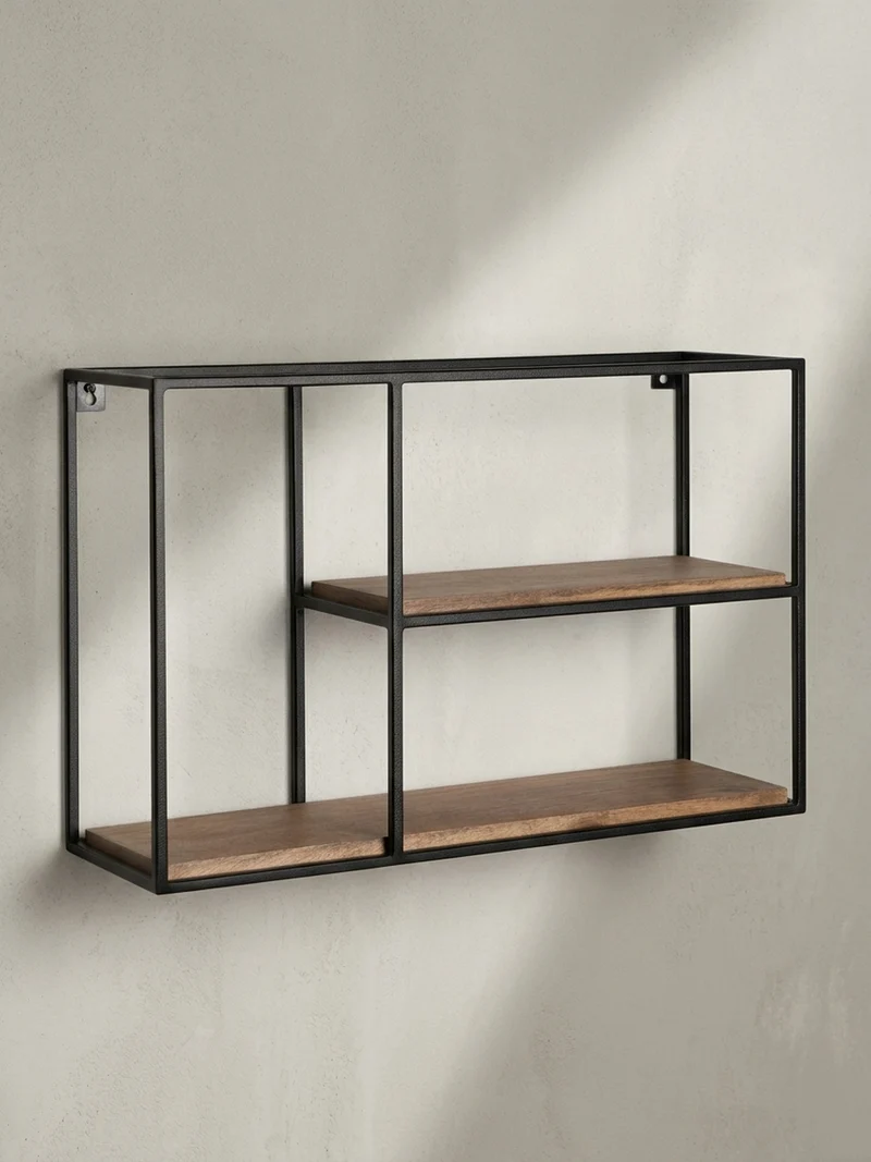 Wandregal Mango Massivholz Industrial Stil 60x40x18 cm