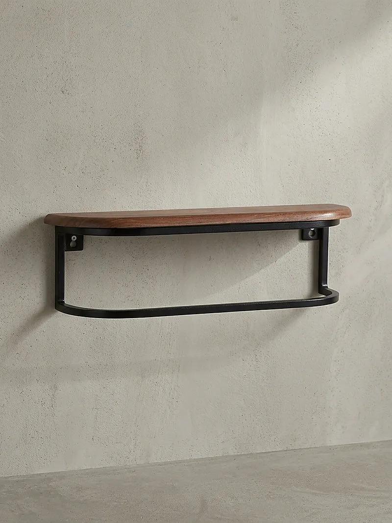 Wandregal Massivholz Metall Industrial Stil 50x15x13 cm