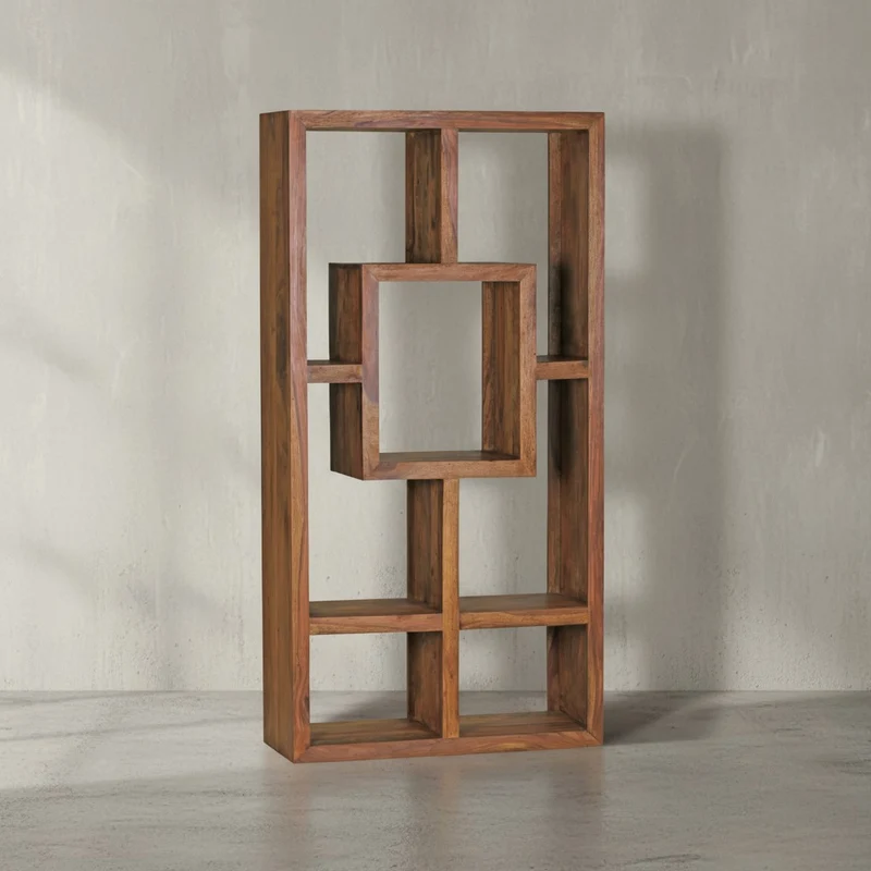 Bücherregal –, Naturholz, 90x180 cm, Landhausstil, mit Ablagefächern