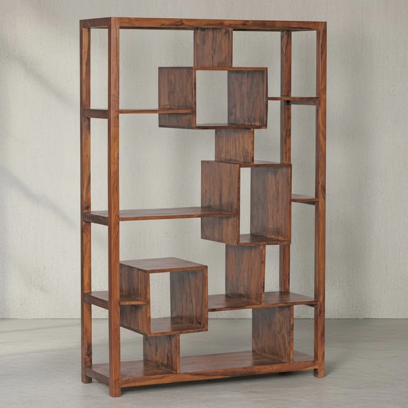 Bücherregal – Naturholz, 115x180 cm, Landhausstil, mit Ablagefächern