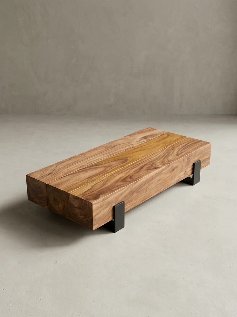 Sofatisch Massivholz, Handgefertigt, Schutzlackversiegelt, Puristisch Modern, 115x44x22cm