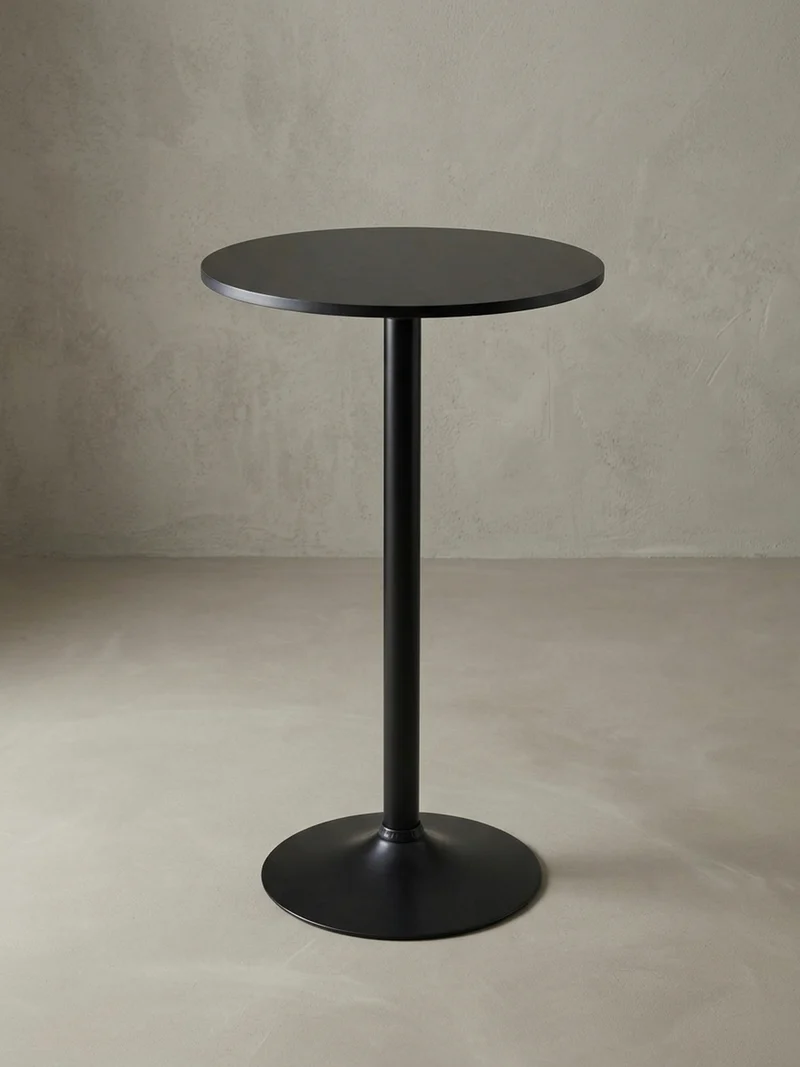 Bartisch – Schwarz, Trompetenfuß, 30 kg Belastbarkeit