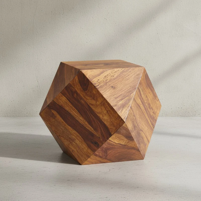 Couchtisch aus Sheeshamholz im Diamant-Design, Maße 57x42,5x57 cm, Belastbarkeit 30 kg