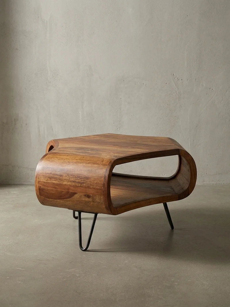 Couchtisch Sheesham Holz in Landhaus-Stil mit Stauraum, Maße 55x38x55 cm