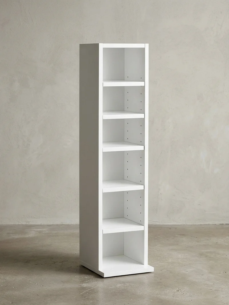 Wandregal – 6 Fächer, weiß, schmal, freistehend, 21x91x25,5 cm
