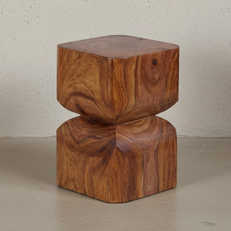 Beistelltisch – Massivholz Natur abgerundete Ecken B×H×T 30×45×30 cm