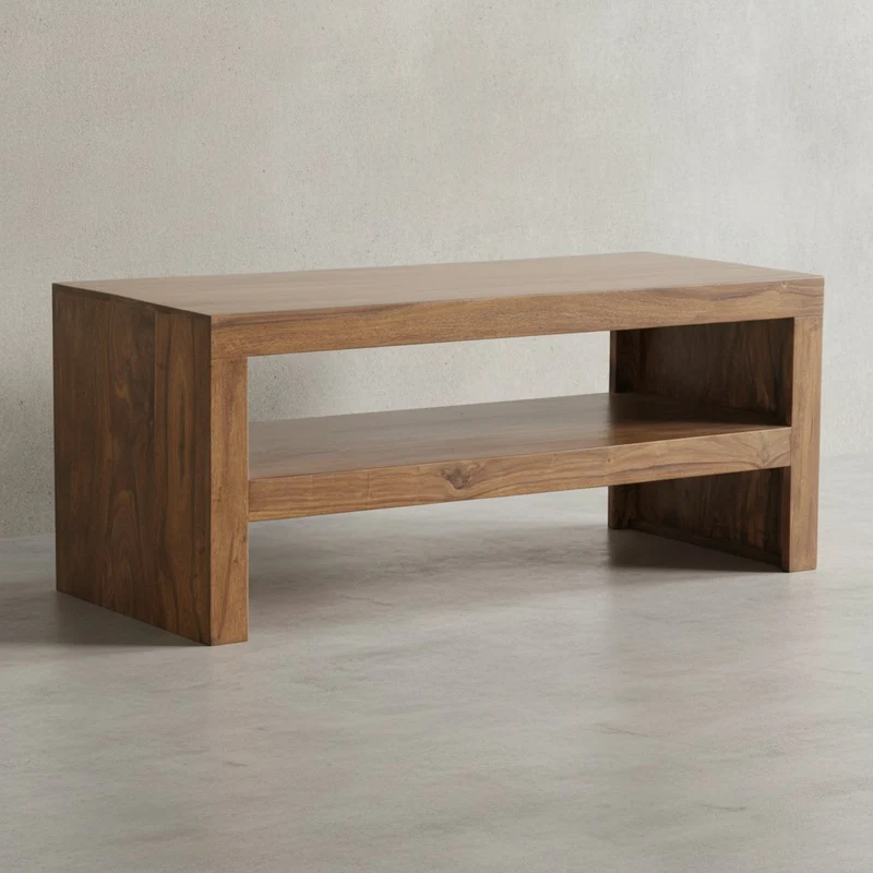 Couchtisch Sheesham Massivholz, Moderner Stil, Orientalisches Flair, 110x45x45 cm, Handgefertigt
