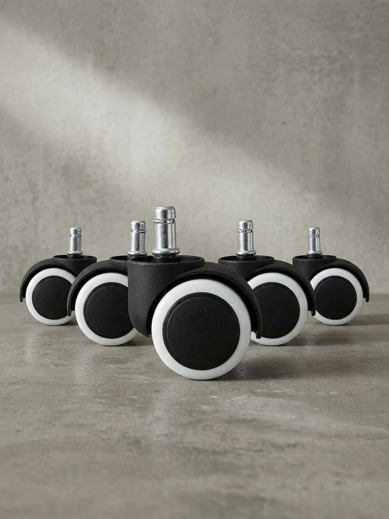 Bürostuhlrollen 5er-Set Kunstfaser Schwarz Ø50mm für Hartböden