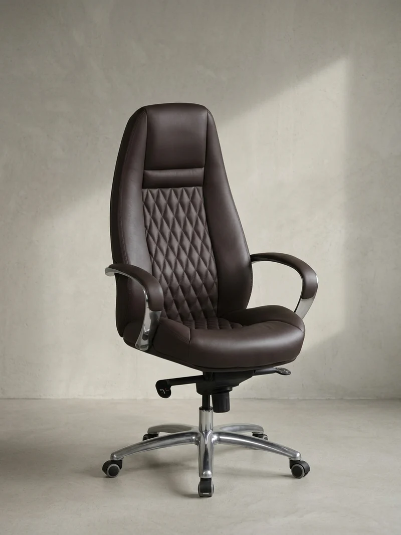 Chefsessel Echtleder mit Aluminiumfußkreuz und ergonomischer Sitzform