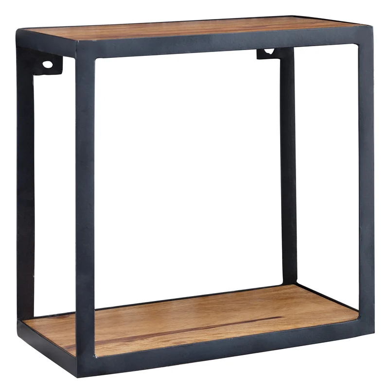 Wandregal Holz Metall Modern Stil 35x35x18 cm