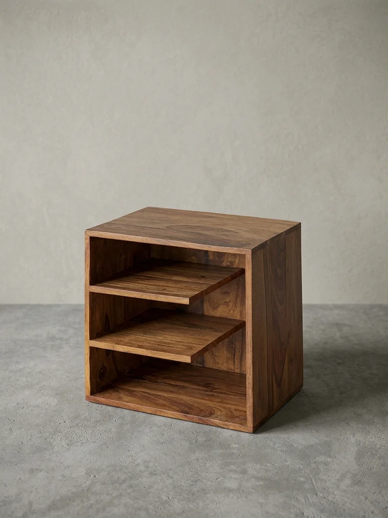 Beistelltisch – Massivholz B×H×T 43×43×30 cm mit 3 Ablageflächen