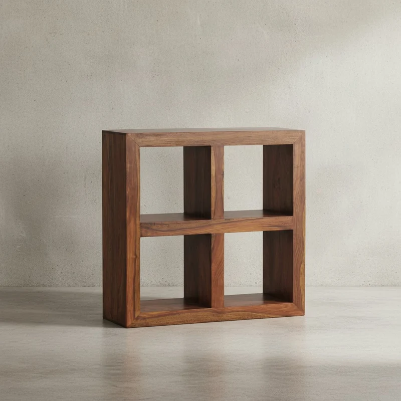 Standregal – Naturholz, Massiv, 4 Fächer, 82x82x34 cm