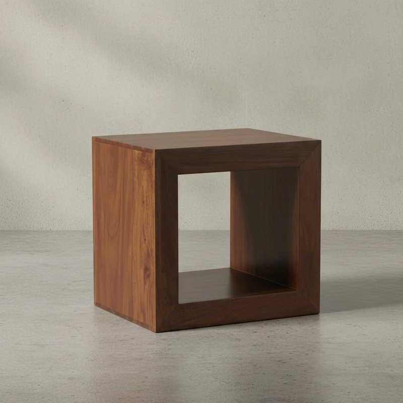 Standregal – Naturholz, 44x44x33 cm, handgefertigt, geradlinig