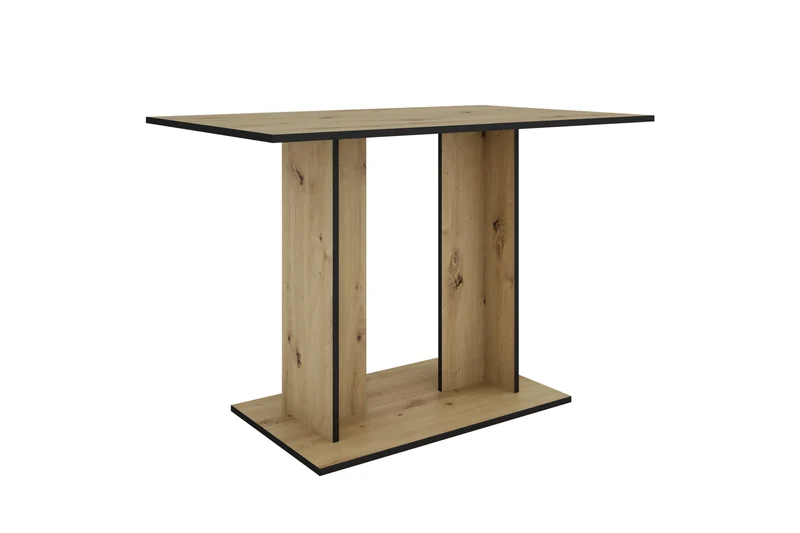 byLIVING Esstisch TOM, Säulentisch 110 x 70, H 75 cm, Küchentisch für 4 Personen, Eiche-Optik oder Weiß, schwarze Kanten, rechteckiger Esszimmertisch platzsparend für Essecken, Beinfreiheit
