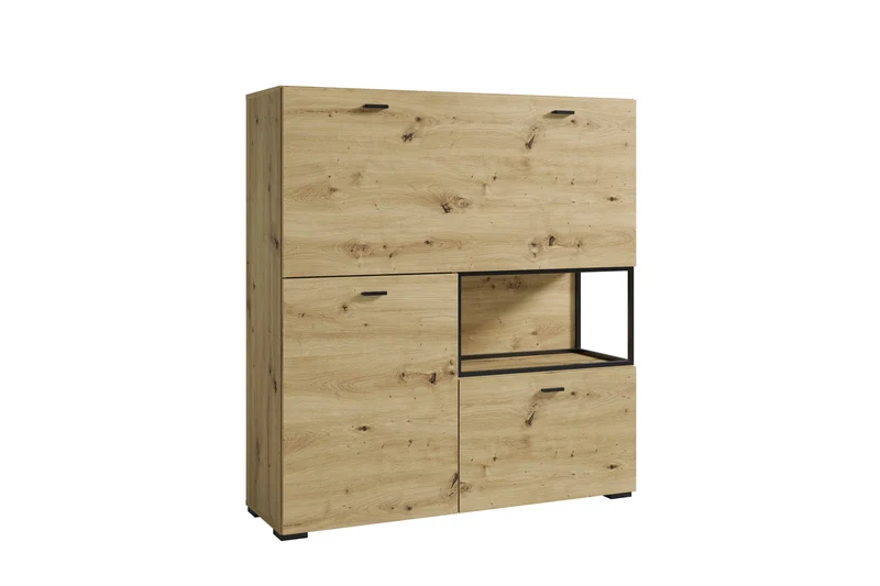byLIVING Sekretär FRAME, klappbarer Schreibtisch mit Kabelkanal, ca. 120 x 40 cm, H 127 cm, Artisan Eiche-Optik, schwarzes Metall, für Homeoffice & Wohnzimmer