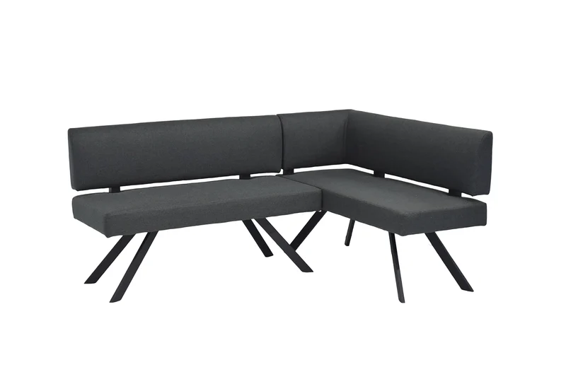 Eckbank TORONTO, Bezug in dunkelgrau oder taupe, Gestell in schwarz, L-Form langer Schenkel links oder rechts, Taschenfederkern, Küchenbank, Speisezimmerbank, Maße: B 182 x 128, H 85 cm oder 128 x 182, H 85 cm