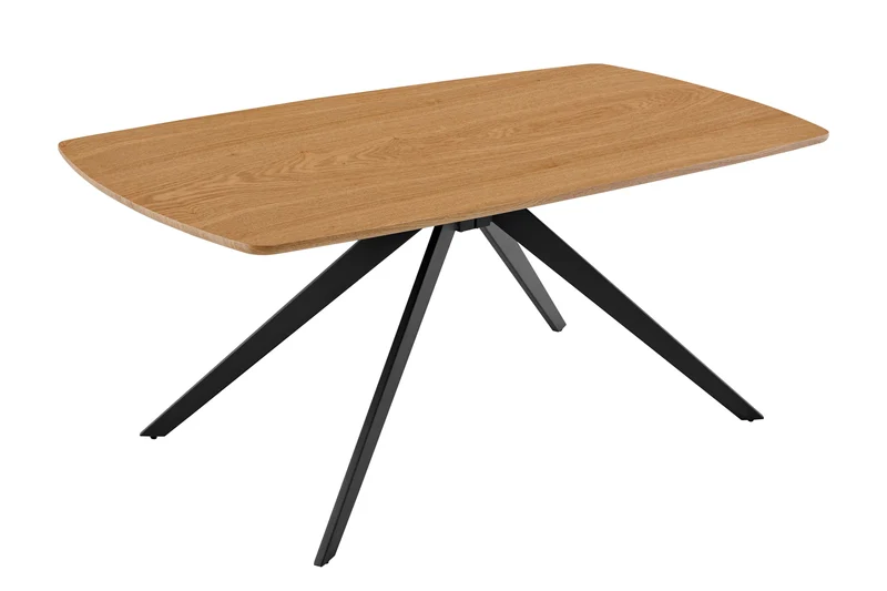 Esstisch JASON / Tischplatte in Eiche natur, Spinnenfußgestell in schwarz / Echtholzfurnier & abgerundete Kanten / Esszimmertisch / Küchentisch / Maße: 160 x 90, H 75 cm