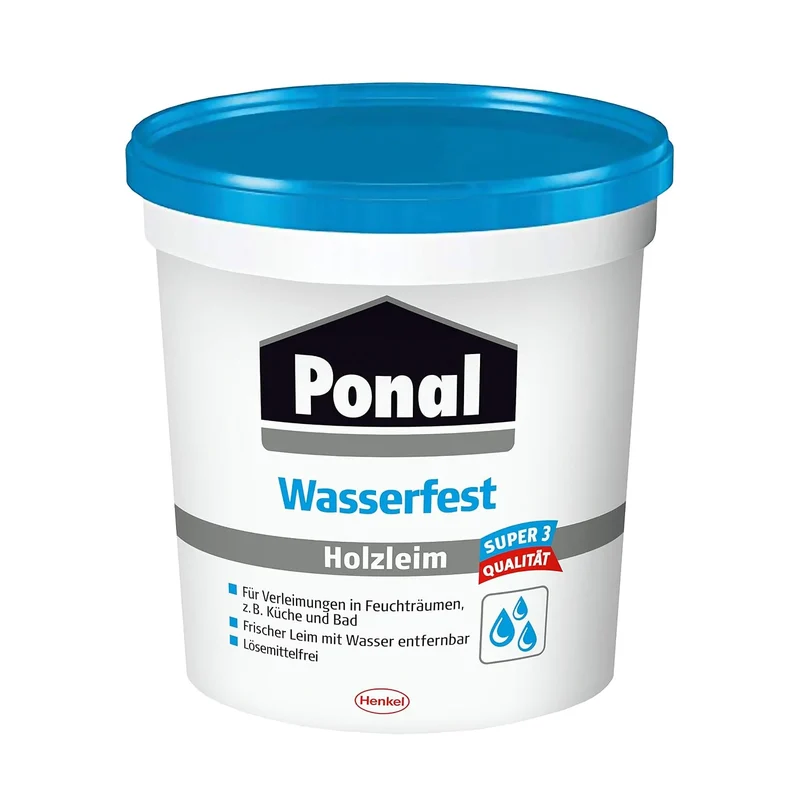 Ponal Holzleim Wasserfest 760 g – lösemittelfreier Holzkleber für Feuchträume, Möbelbau, Parkett & Montage