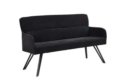 Bank TINO / Webstoff und Mikrofaser Bezug schwarz oder hellgrau / Gestell in schwarz / Aufgedoppelter Rücken / Küchenbank, Sitzbank, Esszimmerbank / B 140 x H 94 x T 67 cm oder B 160 x H 94 x T 67 cm