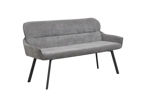 Bank RICO / Webstoffbezug in dunkelgrau oder taupe, Gestell in schwarz / Taschenfederkern, aufgedoppelter Rücken / Esszimmerbank, Sitzbank / B 140 x H 90 x T 62 cm oder B 160 x H 90 x T 62 cm