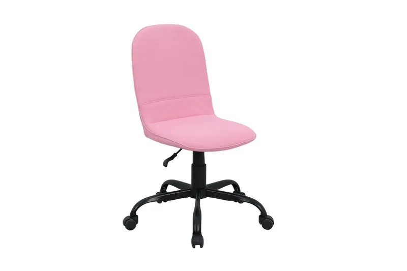 Bürostuhl TROLLY Drehstuhl / Kinderstuhl / Metall schwarz pulverbeschichtet / Bezug Webstoff pink oder hellgrau / klappbar / Sicherheitsdoppelrollen / Maße: B 42, H 85-95, T 54 cm
