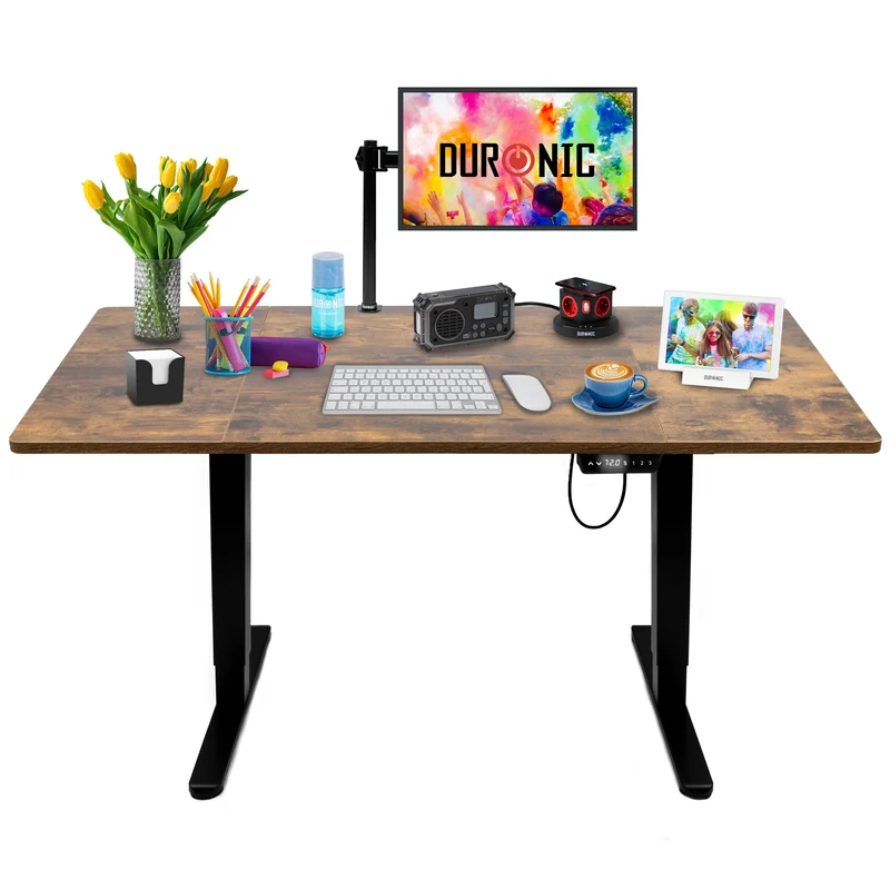 Duronic CD160 BO Höhenverstellbarer Schreibtisch, Computertisch für Büro und Gaming, elektrischer Schreibtisch mit USB Port, 160 x 60 cm Sitz-Steh-Schreibtisch, Höhenverstellbar von 72 bis 118 cm