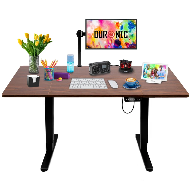 Duronic CD160 BT Höhenverstellbarer Schreibtisch, Computertisch für Büro und Gaming, elektrischer Schreibtisch mit USB Port, 160 x 60 cm Sitz-Steh-Schreibtisch, Höhenverstellbar von 72 bis 118 cm