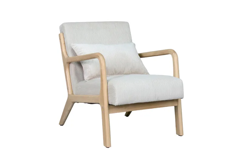 Sessel NOHR / Grob-Cord off-white oder grau / Gestell und Armlehnen Massivholz natur / B 65,5, H 78, T 84 cm
