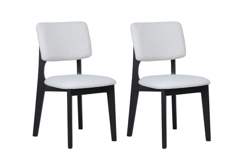 Esszimmerstuhl 2er Set ELSA / Webstoff beige oder grau / Gestell Massivholz schwarz / B 48, H 87, T 54 cm