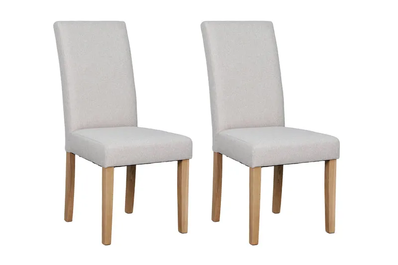 Esszimmerstuhl 2er Set ELIAS / Webstoff taupe oder dunkelgrau / Gestell Massivholz Rubberwood natur / B 47, H 99,5, T 60 cm