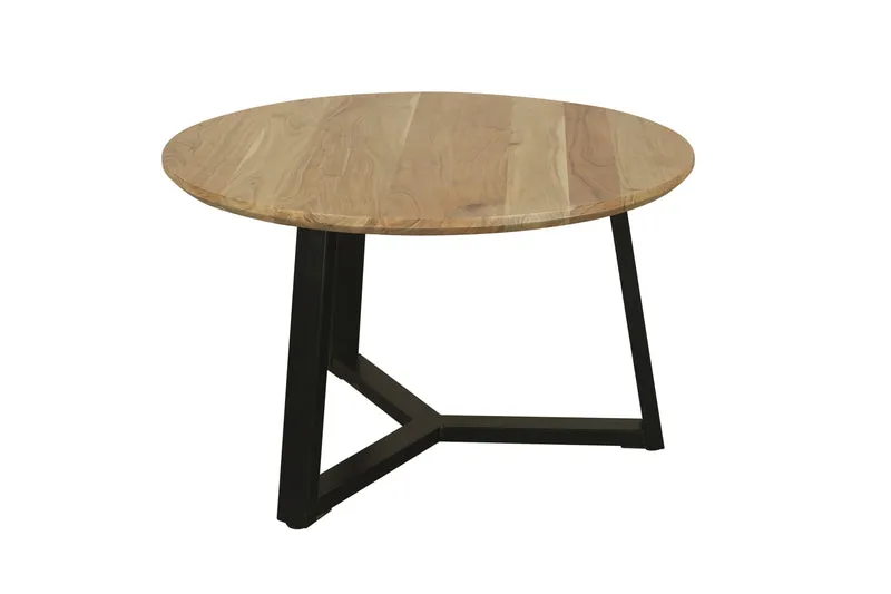 Couchtisch CROSS / Tischplatte Massivholz Akazie natur oder Marmor weiß / Gestell Metall schwarz / D 75 x H 46cm