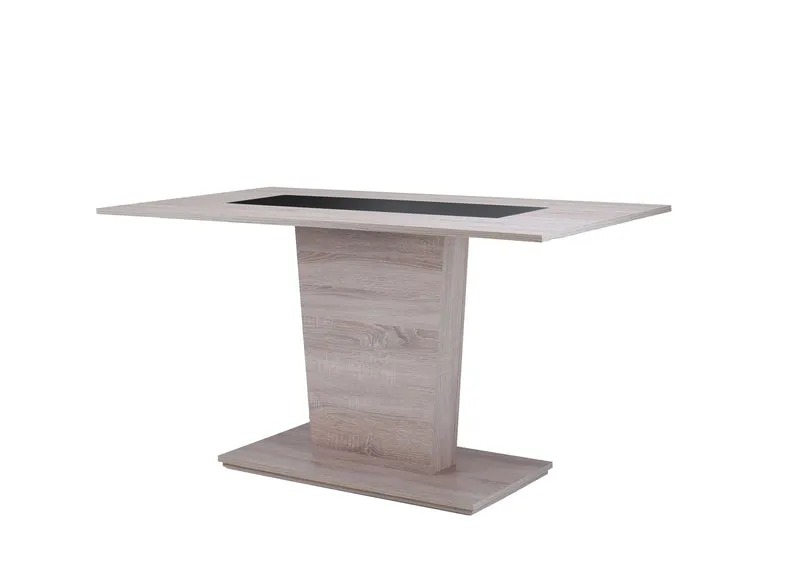 Säulentisch Vienna / Moderner Küchentisch in Eiche-Optik, Einlage schwarz oder weiß montierbar / Kleiner Esstisch / B 110, H 75, T 70 cm