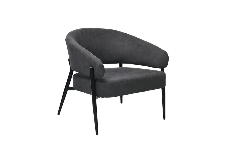 Sessel JOHN / Webstoff dunkelgrau / Gestell Metall schwarz / B 75, H 72,5, T 73 cm