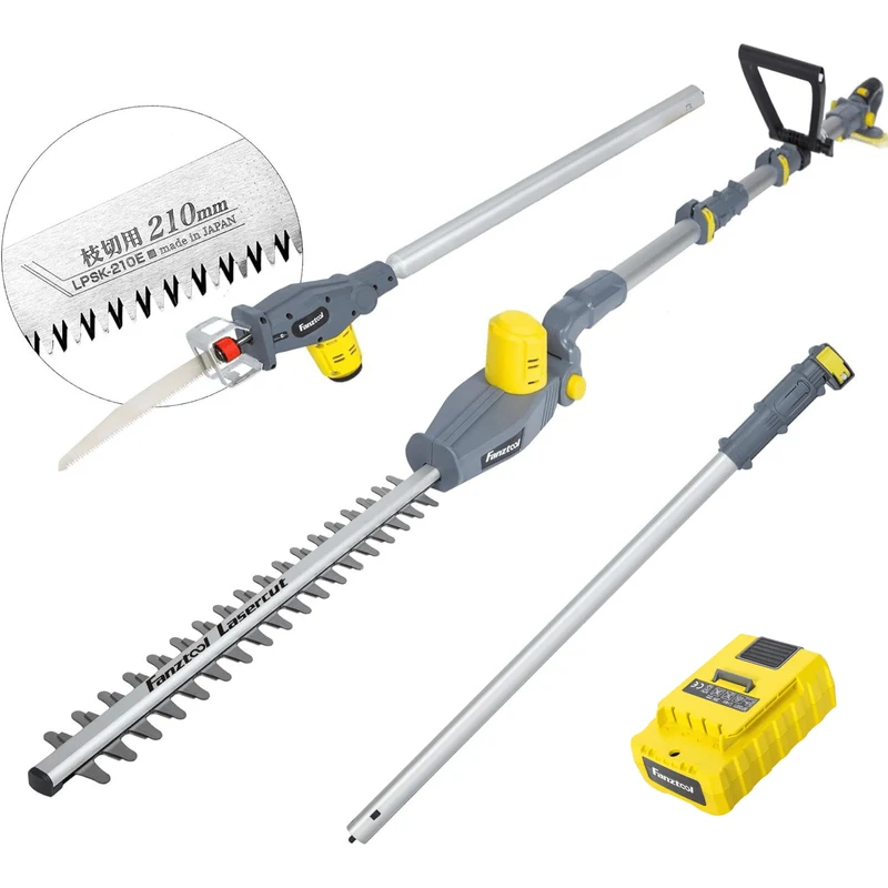 Neuwertig - FANZTOOL 20V Li-Ion Akku 2-in-1 Hochentaster/teleskop Heckenschere mit 2Ah Akku & Ladegerät, Reichweite bis 5 m, 17 cm Schnittstärke, leichtes Gewicht 3,5 Kg