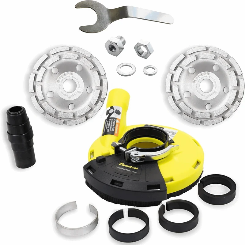 Neuwertig - #6 FANZTOOL Diamantschleiftopf 2 * 125 mm mit universal Absaughaube Staubsaugung für Winkelschleifer Betonschleifer