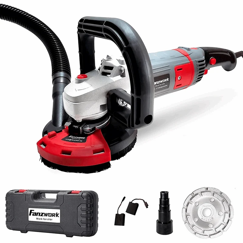 Gebraucht - FANZWORK Betonschleifer Betonfräse Set mit Diamantschleiftopf und Absaughaube (1500W/125mm) FT2302