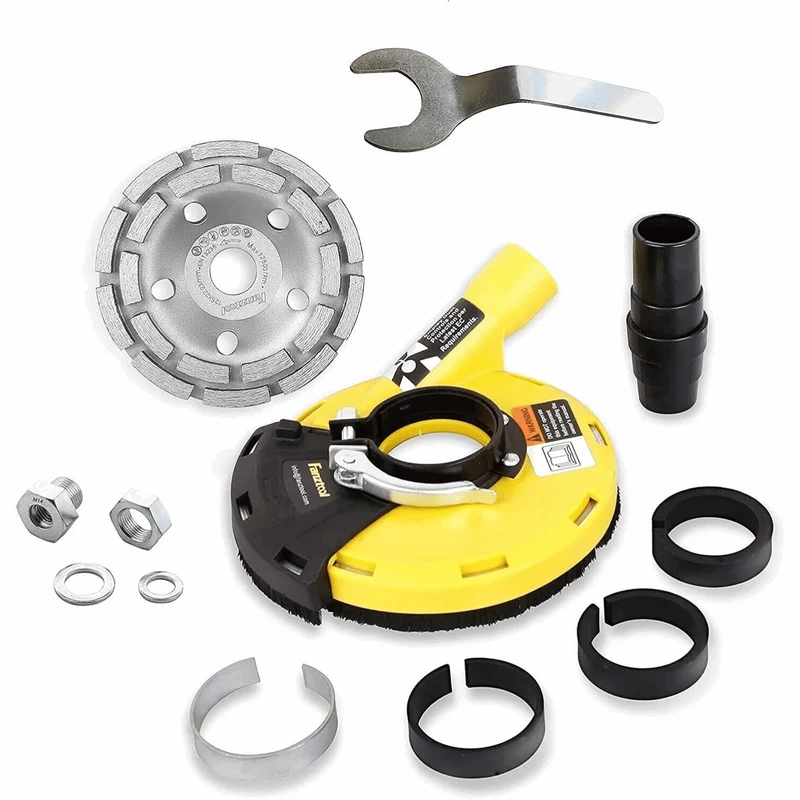 Neuwertig - #1 FANZTOOL Diamantschleiftopf 125 mm mit universal Absaughaube Staubsaugung für Winkelschleifer Betonschleifer