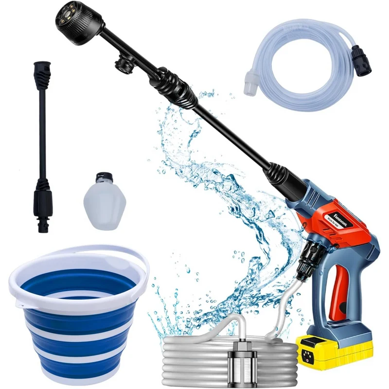 Gebraucht - FANZTOOL Akku Hochdruckreiniger 20V mit 5-in-1-Multifunktionsdüse, 24 Bar Druck, Fördermenge 150 l/h, inkl. 6 m Schlauch mit Filter und 5 Liter Eimer